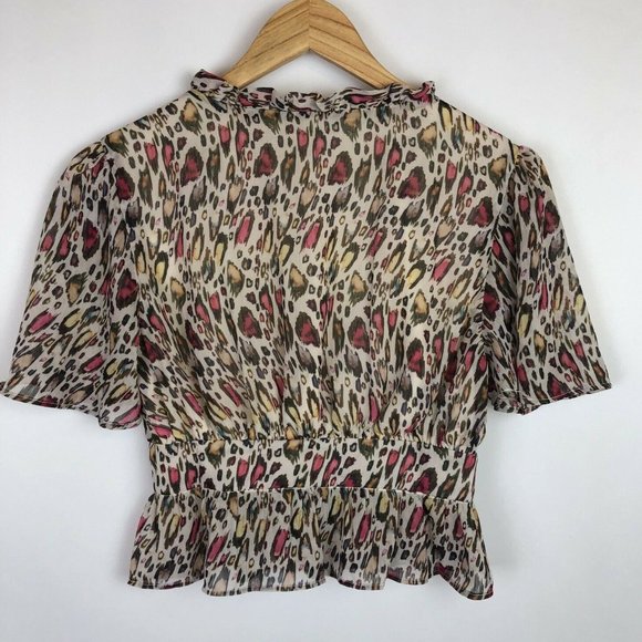 SOLD Majorelle Puff Sleeve Ruffle Crop Top - Picture 5 of 7